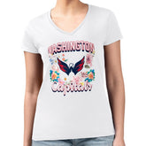 Washington Capitals G-III 4Her by Carl Banks Women's Super-Slim Fit Lightweight Flower Logo V-Neck T-Shirt - NHL T-shirts