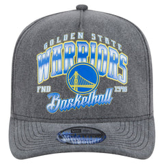 Charcoal Golden State Warriors Throwback Washed Pre-Curved 9FIFTY Snapback Hat sale | NBA