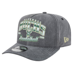 Charcoal Milwaukee Bucks Throwback Washed Pre-Curved 9FIFTY Snapback Hat | NBA