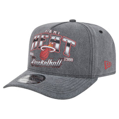 Charcoal Miami Heat Throwback Washed Pre-Curved 9FIFTY Snapback Hat | NBA