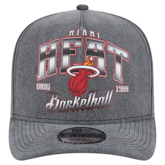 Charcoal Miami Heat Throwback Washed Pre-Curved 9FIFTY Snapback Hat | NBA