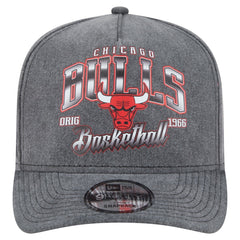 Charcoal Chicago Bulls Throwback Washed Pre-Curved 9FIFTY Snapback Hat | NBA