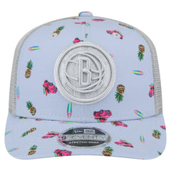 Light Blue/Gray Brooklyn Nets Adventure Aloha Pattern 9SEVENTY Stretch-Snap Hat | NBA