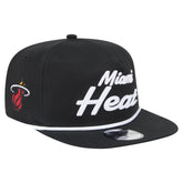 Black Miami Heat Team Text Golfer Snapback Hat | NBA