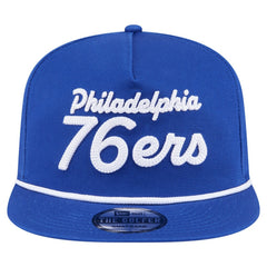 Royal Philadelphia 76ers Team Text Golfer Snapback Hat | NBA