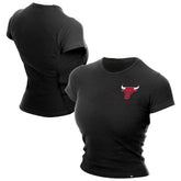 Black Chicago Bulls Women's Leisure Collection Baby Doll Cropped T-Shirt sale | NBA