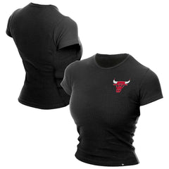 Black Chicago Bulls Women's Leisure Collection Baby Doll Cropped T-Shirt sale | NBA