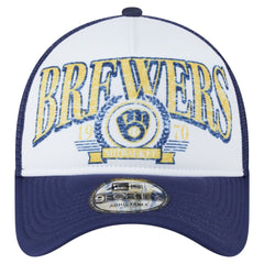 Milwaukee Brewers New Era Distressed 9FORTY A-Frame Adjustable Trucker Hat - MLB Hats