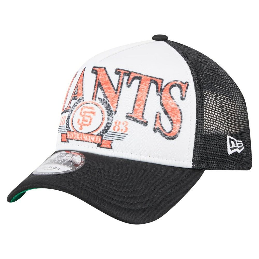 San Francisco Giants New Era Distressed 9FORTY A-Frame Adjustable Trucker Hat - MLB Hats