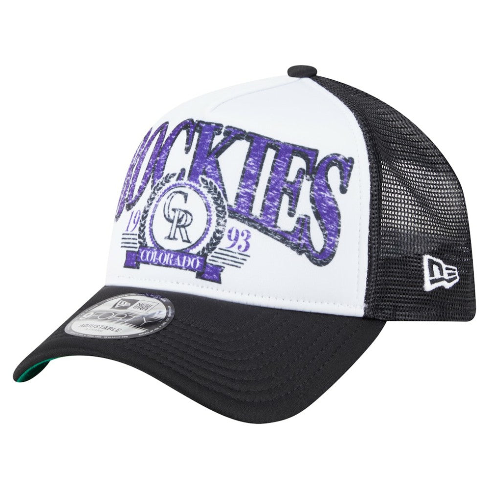 Colorado Rockies New Era Distressed 9FORTY A-Frame Adjustable Trucker Hat - MLB Hats