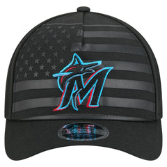 Miami Marlins New Era American Flag 9FORTY M-Crown A-Frame Adjustable Hat - MLB Hats