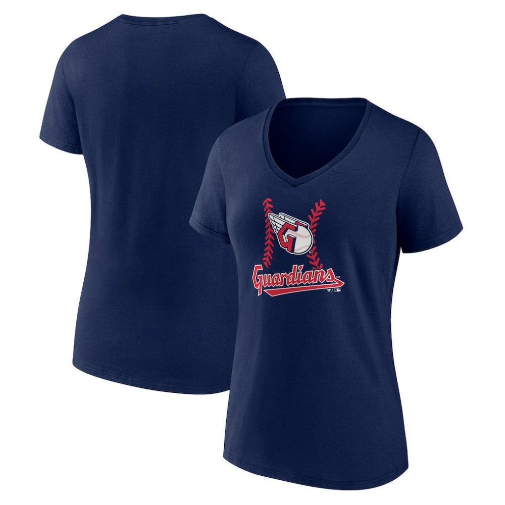 Cleveland Guardians Women's Fastball V-Neck T-Shirt - MLB T-shirts