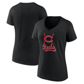 Cincinnati Reds Women's Fastball V-Neck T-Shirt - MLB T-shirts