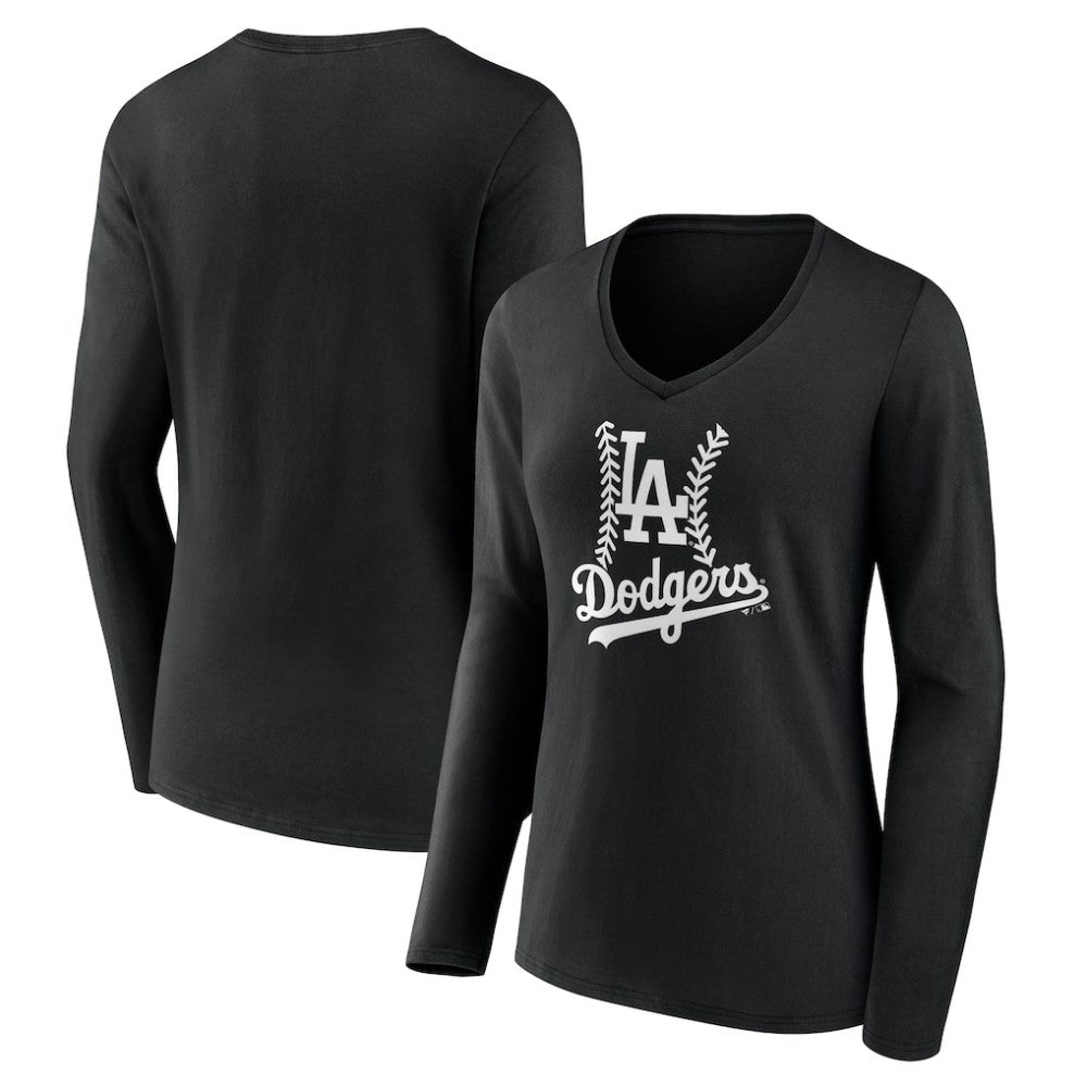Los Angeles Dodgers Women's Fastball Long Sleeve V-Neck T-Shirt - MLB T-shirts