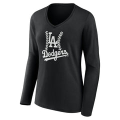 Los Angeles Dodgers Women's Fastball Long Sleeve V-Neck T-Shirt - MLB T-shirts