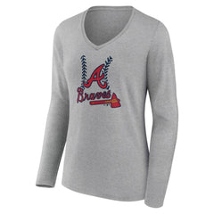 Atlanta Braves Women's Fastball Long Sleeve V-Neck T-Shirt - MLB T-shirts