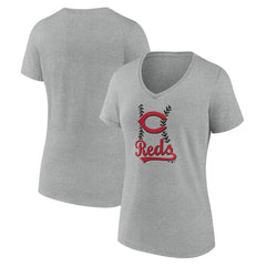 Cincinnati Reds Women's Fastball V-Neck T-Shirt - MLB T-shirts