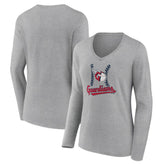 Cleveland Guardians Women's Fastball Long Sleeve V-Neck T-Shirt - MLB T-shirts