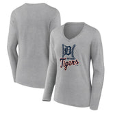 Detroit Tigers Women's Fastball Long Sleeve V-Neck T-Shirt - MLB T-shirts