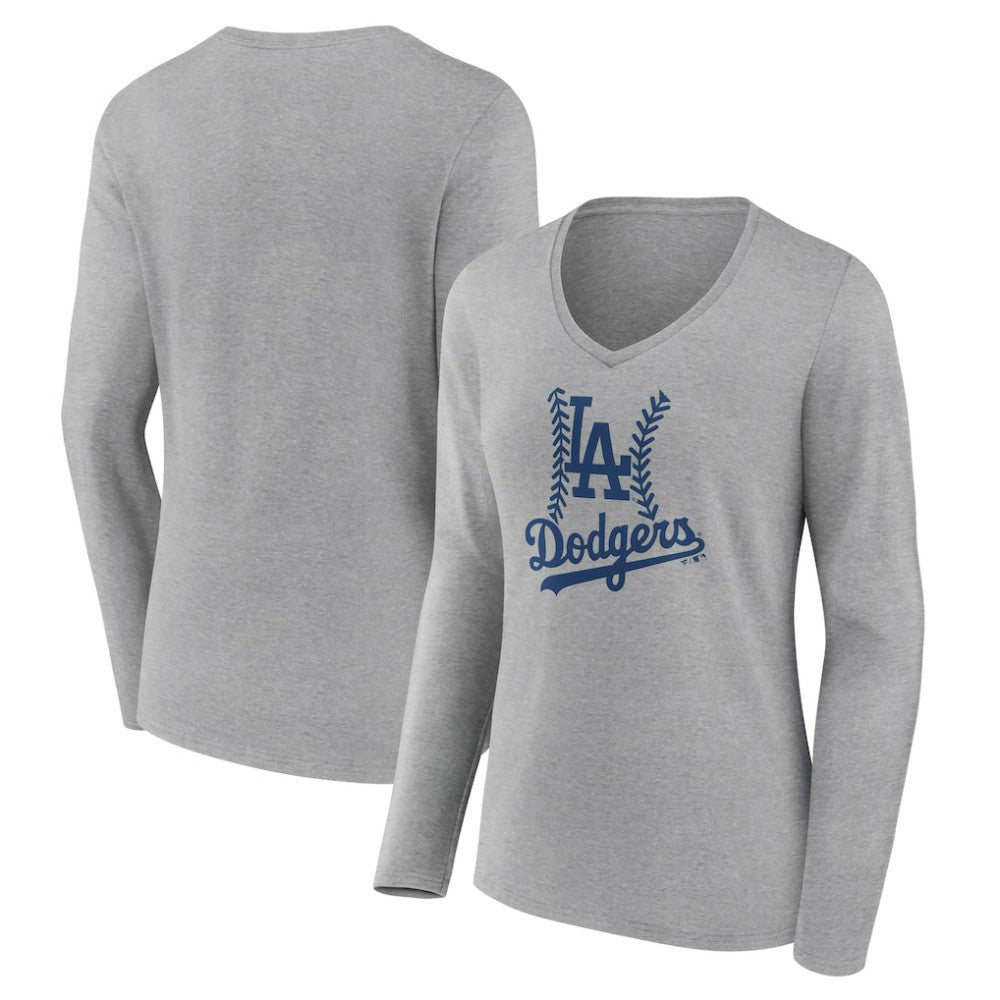 Los Angeles Dodgers Women's Fastball Long Sleeve V-Neck T-Shirt - MLB T-shirts