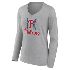Philadelphia Phillies Women's Fastball Long Sleeve V-Neck T-Shirt - MLB T-shirts