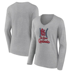 St. Louis Cardinals Women's Fastball Long Sleeve V-Neck T-Shirt - MLB T-shirts