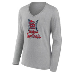 St. Louis Cardinals Women's Fastball Long Sleeve V-Neck T-Shirt - MLB T-shirts