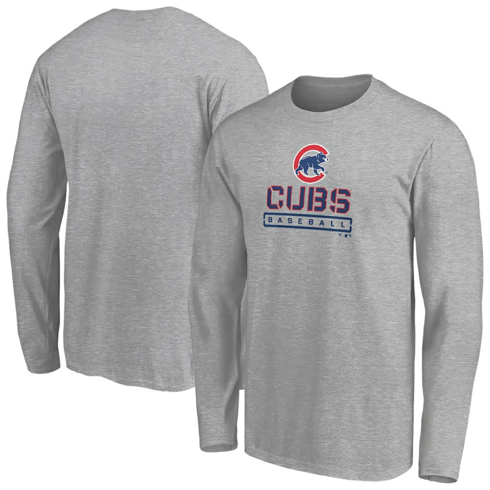 Chicago Cubs Evanston Stencil Long Sleeve T-Shirt - MLB T-shirts