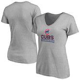 Chicago Cubs Women's Evanston Stencil V-Neck T-Shirt - MLB T-shirts
