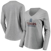Detroit Tigers Women's Evanston Stencil Long Sleeve V-Neck T-Shirt - MLB T-shirts