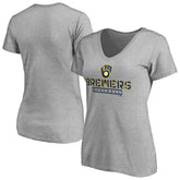 Milwaukee Brewers Women's Evanston Stencil V-Neck T-Shirt - MLB T-shirts