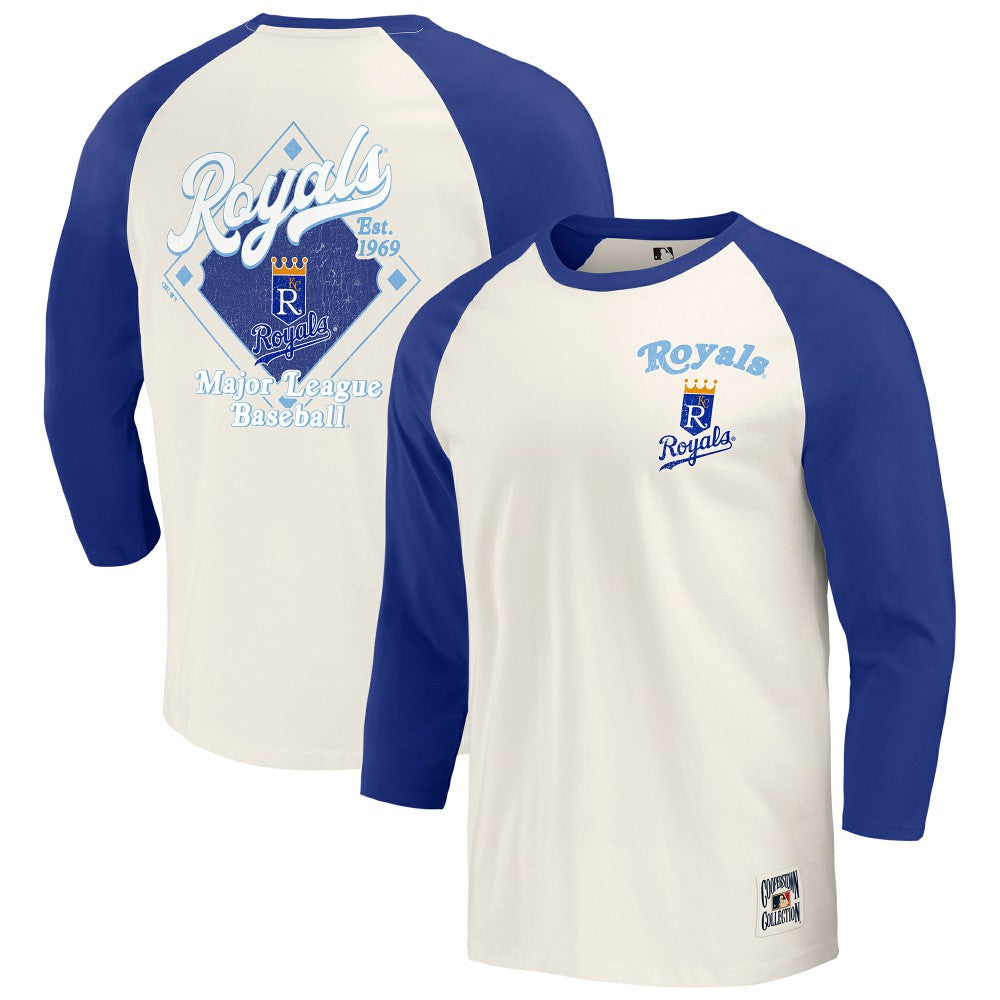 Kansas City Royals Darius Rucker Collection by Fanatics Cooperstown Collection Raglan 3/4-Sleeve T-Shirt - MLB T-shirts