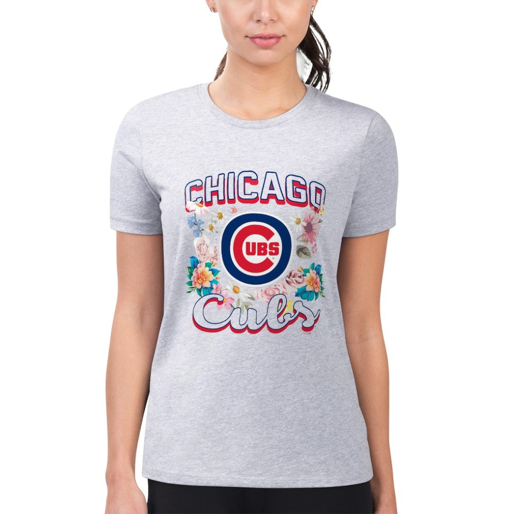 Chicago Cubs G-III 4Her by Carl Banks Women's Super-Slim Fit Lightweight Flowers Graphic T-Shirt - MLB T-shirts