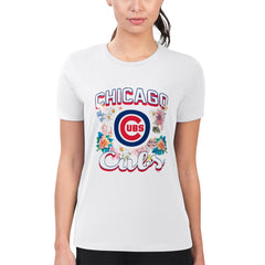 Chicago Cubs G-III 4Her by Carl Banks Women's Super-Slim Fit Lightweight Flowers Graphic T-Shirt - MLB T-shirts
