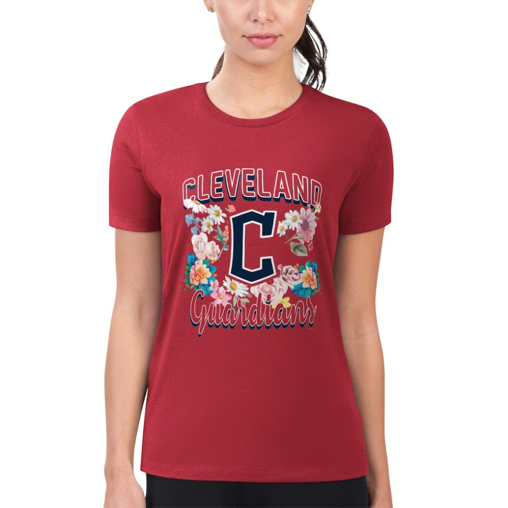 Cleveland Guardians G-III 4Her by Carl Banks Women's Super-Slim Fit Lightweight Flowers Graphic T-Shirt - MLB T-shirts