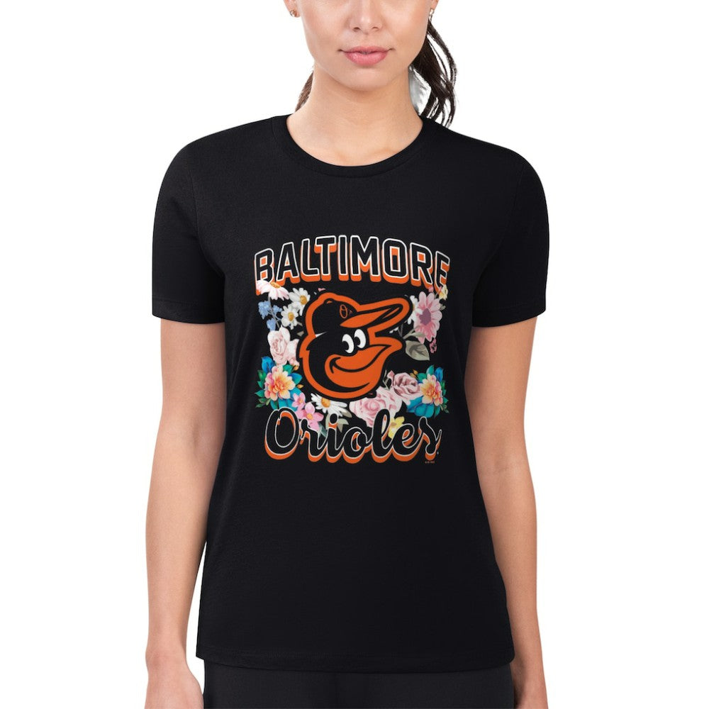 Baltimore Orioles G-III 4Her by Carl Banks Women's Super-Slim Fit Lightweight Flowers Graphic T-Shirt - MLB T-shirts