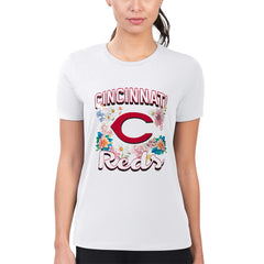 Cincinnati Reds G-III 4Her by Carl Banks Women's Super-Slim Fit Lightweight Flowers Graphic T-Shirt - MLB T-shirts