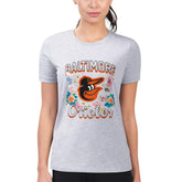 Baltimore Orioles G-III 4Her by Carl Banks Women's Super-Slim Fit Lightweight Flowers Graphic T-Shirt - MLB T-shirts