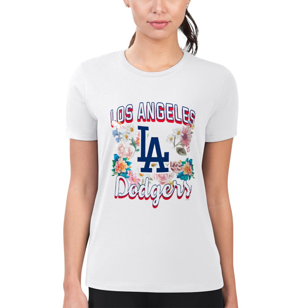 Los Angeles Dodgers G-III 4Her by Carl Banks Women's Super-Slim Fit Lightweight Flowers Graphic T-Shirt - MLB T-shirts
