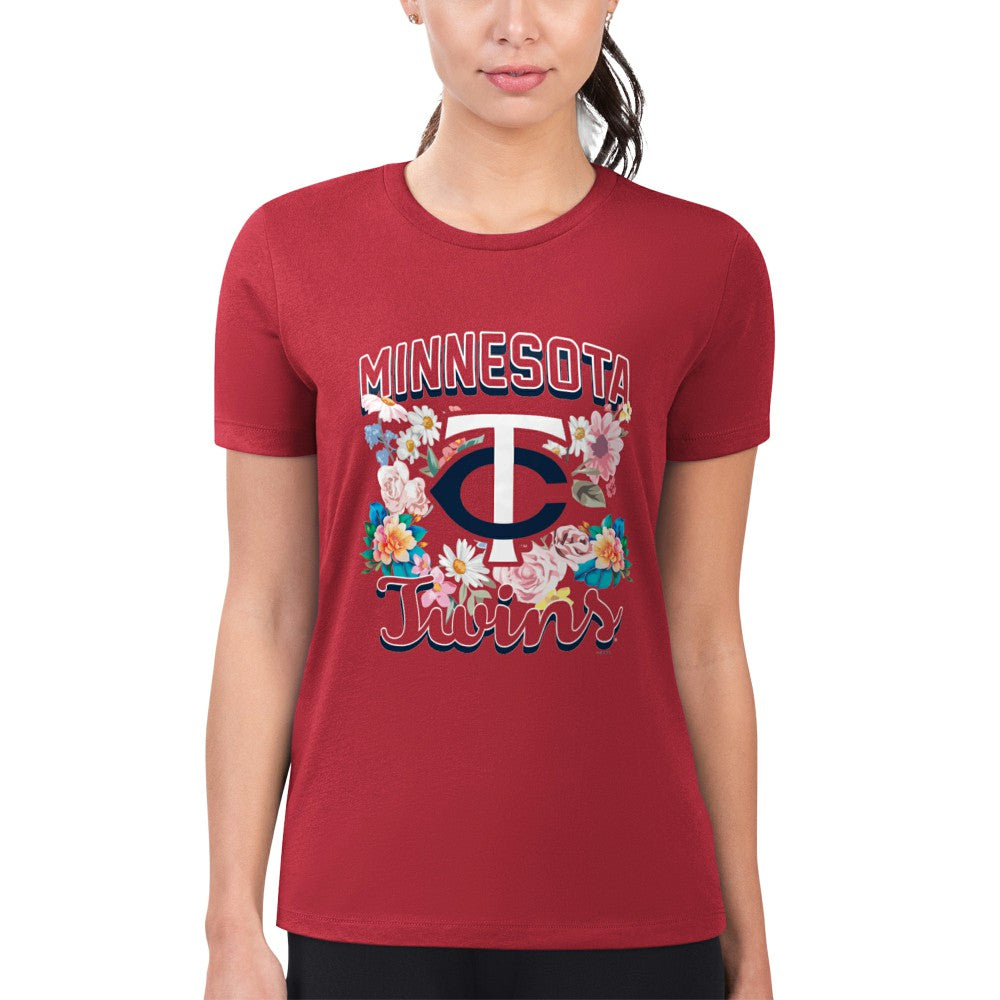 Minnesota Twins G-III 4Her by Carl Banks Women's Super-Slim Fit Lightweight Flowers Graphic T-Shirt - MLB T-shirts