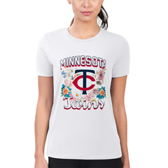 Minnesota Twins G-III 4Her by Carl Banks Women's Super-Slim Fit Lightweight Flowers Graphic T-Shirt - MLB T-shirts