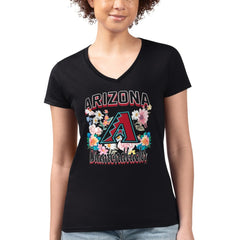 Arizona Diamondbacks G-III 4Her by Carl Banks Women's Super-Slim Fit Lightweight Flowers Graphic V-Neck T-Shirt - MLB T-shirts