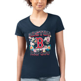 Boston Red Sox G-III 4Her by Carl Banks Women's Super-Slim Fit Lightweight Flowers Graphic V-Neck T-Shirt - MLB T-shirts