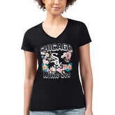 Chicago White Sox G-III 4Her by Carl Banks Women's Super-Slim Fit Lightweight Flowers Graphic V-Neck T-Shirt - MLB T-shirts