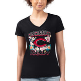 Cincinnati Reds G-III 4Her by Carl Banks Women's Super-Slim Fit Lightweight Flowers Graphic V-Neck T-Shirt - MLB T-shirts