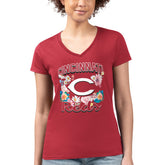 Cincinnati Reds G-III 4Her by Carl Banks Women's Super-Slim Fit Lightweight Flowers Graphic V-Neck T-Shirt - MLB T-shirts