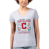 Cleveland Guardians G-III 4Her by Carl Banks Women's Super-Slim Fit Lightweight Flowers Graphic V-Neck T-Shirt - MLB T-shirts