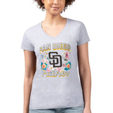 San Diego Padres G-III 4Her by Carl Banks Women's Super-Slim Fit Lightweight Flowers Graphic V-Neck T-Shirt - MLB T-shirts