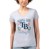 Tampa Bay Rays G-III 4Her by Carl Banks Women's Super-Slim Fit Lightweight Flowers Graphic V-Neck T-Shirt - MLB T-shirts