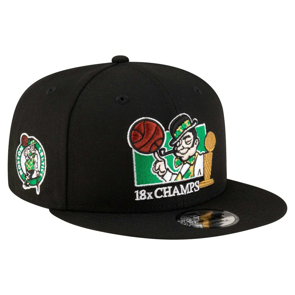 Black Boston Celtics Lucky 18x Champs 9FIFTY Snapback Hat | NBA